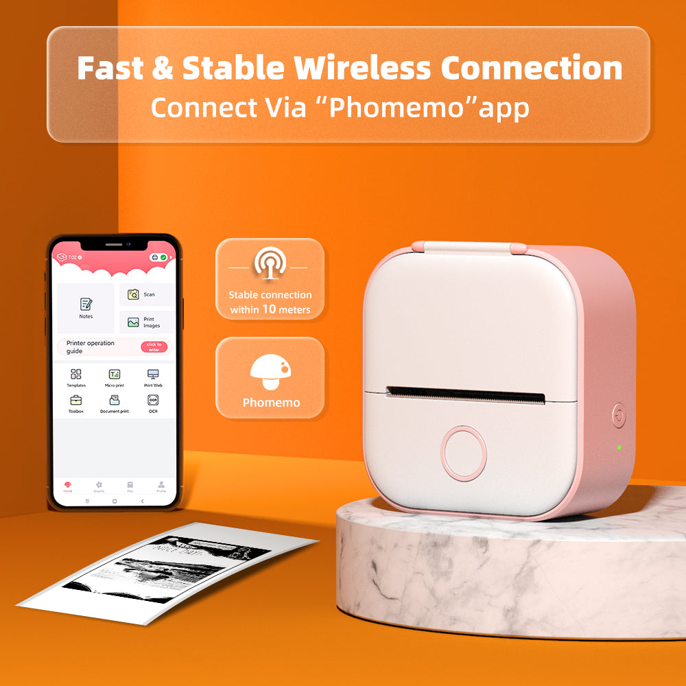 Bluetooth Compatible Pocket Printer.